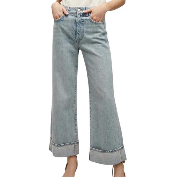NEW VERONICA BEARD taylor cuffed wide-leg jean in airway cloud - Picture 1 of 4